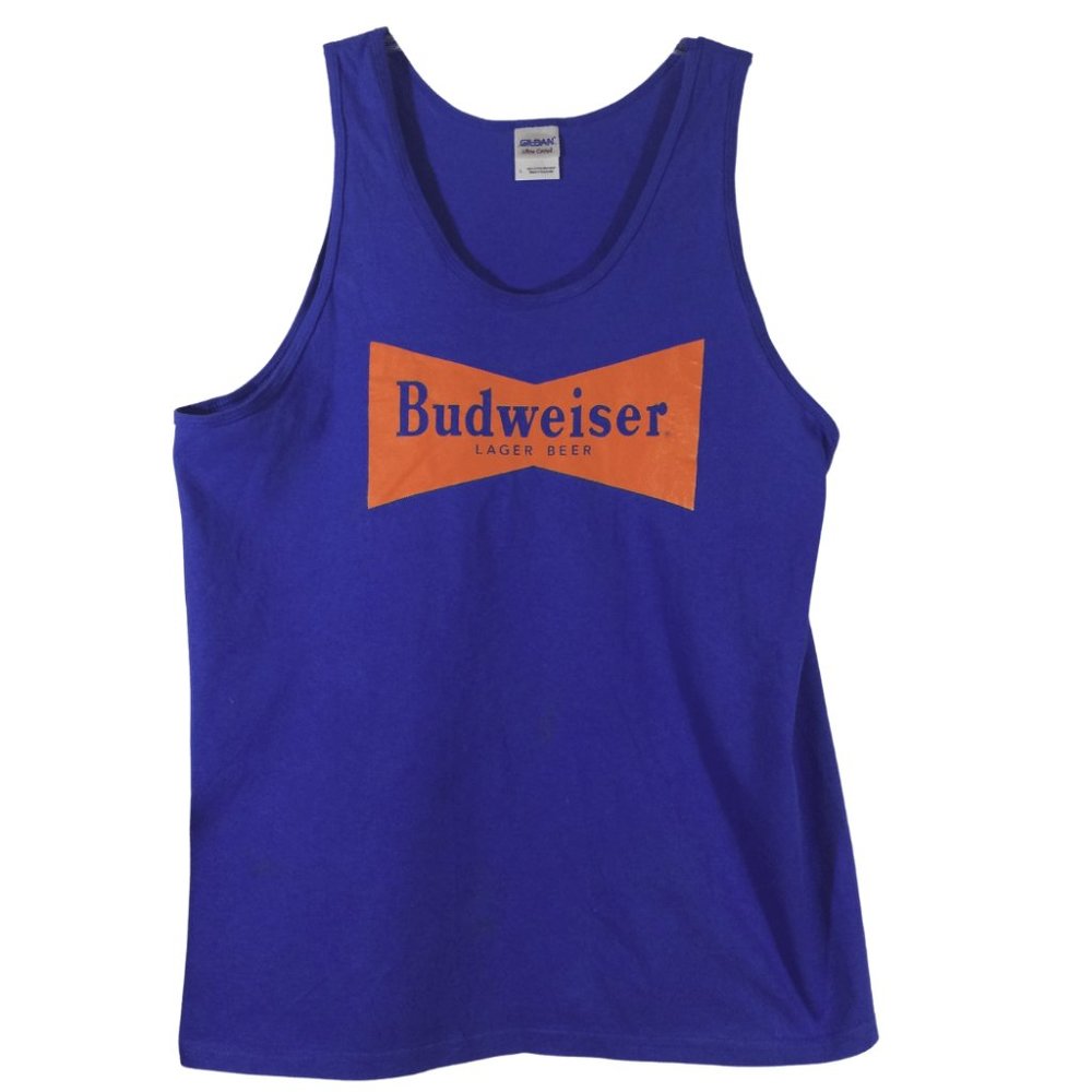 Budweiser lager beer tank top blue and orange sz L